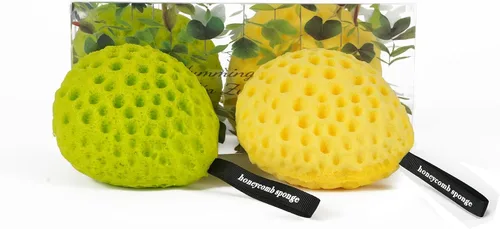 Juego de esponjas de baño de YABAHU: lujoso tono dual, amarillo limón revitalizante y verde lima fresco de la mañana, material ecológico ultrasuave,