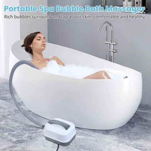 Miniatura 5 de Tapete de baño portátil de burbujas para spa, tapete de baño antideslizante de cuerpo completo con control remoto, almohada y bomba de aire