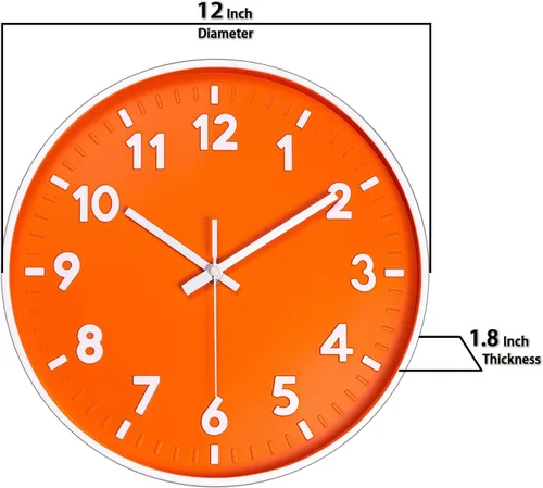 Miniatura 3 de JENLYSTIME Reloj de pared moderno con número 3D de 12 pulgadas para interiores y exteriores, esfera redonda brillante y colorida, cuarzo silencioso
