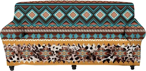 Miniatura 14 de Forchrinse Funda de sofá con estampado navajo africano para sofá de 1 cojín, funda elástica para sofá, protector de muebles para casa rural, hogar