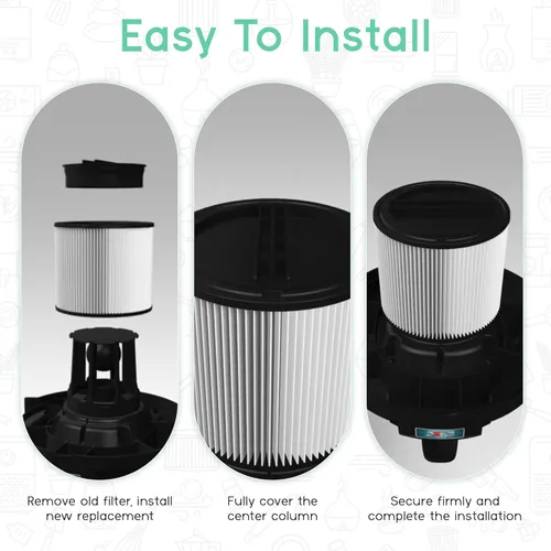 Miniatura 5 de Filtro de repuesto HEPA 90398 – Paquete de 2 filtros de vacío de cartucho pequeño apto para aspiradora Shop-Vac 90398/118692, 9039800, 903-98