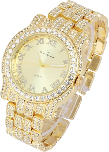 Miniatura 16 de Charles Raymond Bling-ed Out Ultimate Hip Hop Royalty Reloj para hombre con número romano de fácil lectura o indicadores de tiempo de diamantes