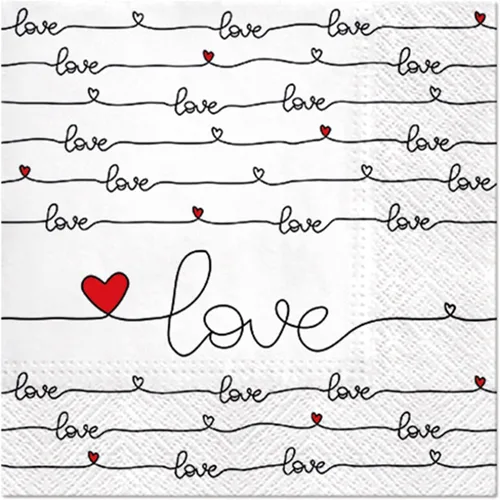 AM Decor I Love You - Servilletas de papel de decoupage con texto en inglés "I Love You", 20 unidades, 10 x 10 pulgadas (desplegadas)