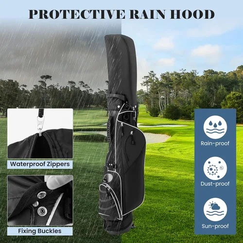 Miniatura 6 de Tangkula Bolsa de golf ligera y organizada, bolsa de hombro fácil de transportar con separadores de 4 vías y 4 bolsillos para almacenamiento Negro