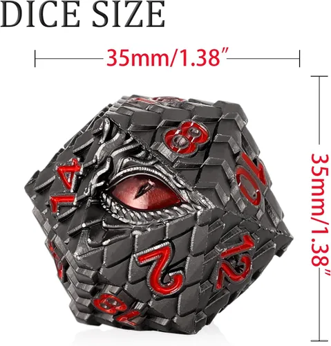 Miniatura 2 de 1 dado de metal D20 DND – Dados poliédricos gigantes metálicos de 20 caras, dados grandes de 1.378 in de ojo de dragón para juego de mesa