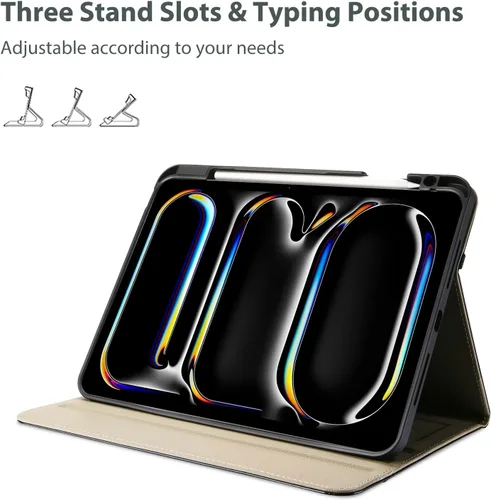 Miniatura 3 de ProCase Funda de piel sintética para iPad Pro de 11 pulgadas 2025 M5 / 2024 M4 con correa de mano bolsillo frontal, cubierta de soporte de negocios
