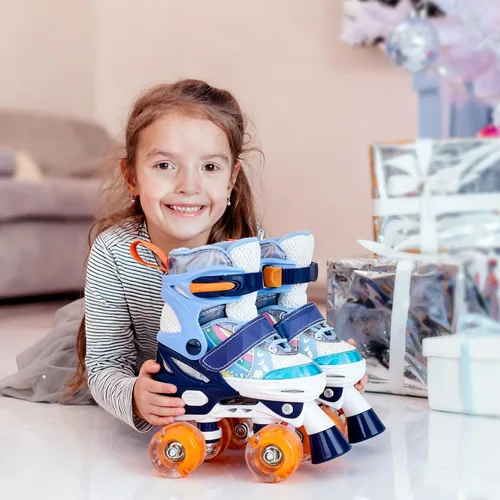 Miniatura 6 de Patines de Cuatro Ruedas para Niños de 5 6 8 12 Años 4 Tallas Ajustables Patines Quad para Niñas Niños Pequeños con Ruedas que se Iluminan Mejor