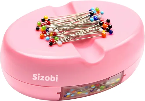 Sizobi Soporte magnético para pasadores con 100 pines rectos de cabeza de bola, organizador magnético de aguja, soporte de pasador de bobby, soporte