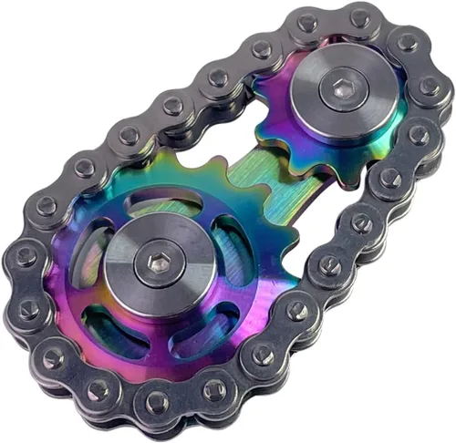 Miniatura 10 de Juguete giratorio para ansiedad con cadena de piñón de metal, juguete para ansiedad para aliviar el estrés y la ansiedad, engranajes de cadena