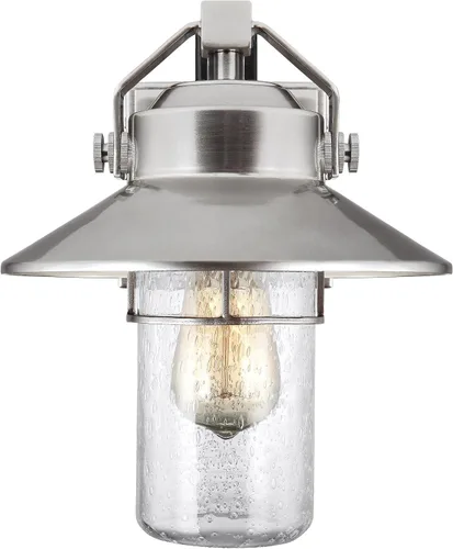 Miniatura 4 de Feiss OL13900PBS Boynton StoneStrong - Farol de pared para iluminación de patio al aire libre, níquel satinado, 1 luz