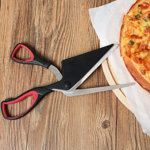 Miniatura 7 de Asdirne Tijeras para pizza, cortador de pizza, hoja desmontable ultra afilada con bandeja, agarre ergonómico de TPR suave, 10.3 pulgadas, negro