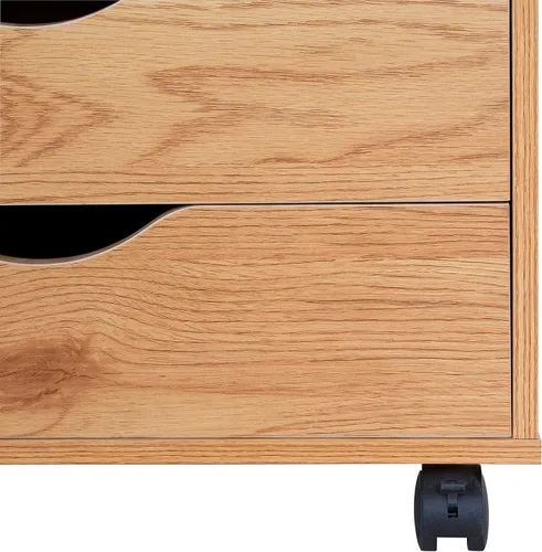 Miniatura 9 de Cajón de 5 cajones con gabinete de 2 estantes, negro, almacenamiento inteligente, perfilado con divisores ajustables, ruedas con cerradura