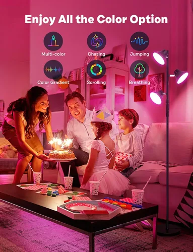 Miniatura 2 de SIBRILLE RGBCW Lámpara de Pie, Lámpara de 36W de Cambio de Color Brillante, Moderna Lámpara de Pie LED RGB Regulable Sin Escalones con Control