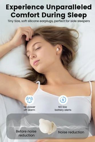 Miniatura 7 de Auriculares para dormir de lado, auriculares inalámbricos Bluetooth, mini tapones invisibles para los oídos, diseño pequeño, cómodos auriculares