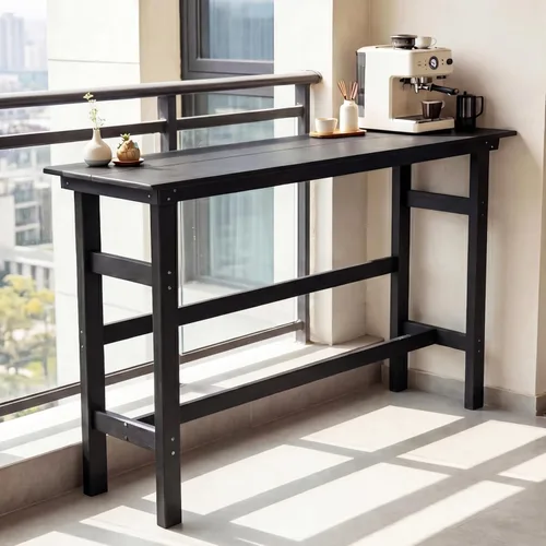 Miniatura 20 de Paquete de 2 taburetes de bar para exteriores, sillas de bar de patio de polietileno de alta densidad con reposabrazos y reposapiés, resistentes a