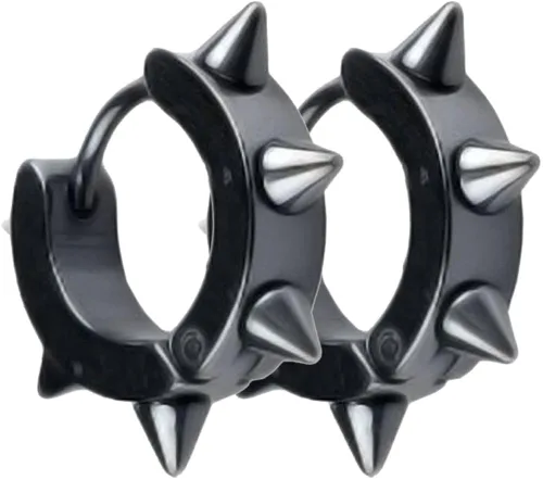 UM Jewelry, aretes envolventes con puntas con gancho, de acero inoxidable quirúrgico, estilo Punk, para mujer y hombre, acero inoxidable,