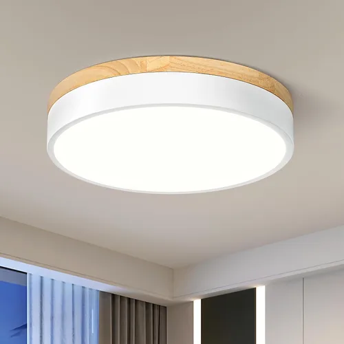 Miniatura 10 de Moderna lámpara de techo de madera regulable, lámpara de techo redonda negra LED empotrada, lámpara de techo minimalista para cocina, dormitorio