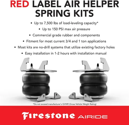 Miniatura 3 de Firestone Airide 2715 Red Label - Kit de resortes de aire traseros para chasis de cabina C3500HD 2012-2025 5-150 PSI Capacidad de carga de 7,500