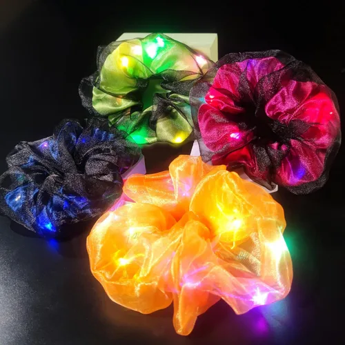Miniatura 13 de Scrunchies LED, 18 piezas multicolor que brillan en la oscuridad suministros de fiesta, recuerdo de fiesta de neón, accesorios de festival rave