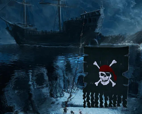 Miniatura 3 de LANGXUN 2 banderas piratas de lino retro y desgastado de tamaño grande de 3 x 2.5 pies para decoraciones de Halloween, fiesta pirata, decoración