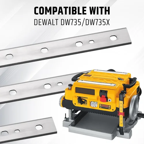 Miniatura 7 de Cuchillas cepilladoras de 13 pulgadas para cepilladora Dewalt DW735, DW735X, reemplazo de bordes de corte dobles HSS para cuchillos cepilladores
