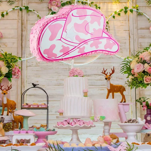 Miniatura 7 de Lewtemi Sombrero de Vaquero de 15.7 Pulgadas para Piñata, Decoración Temática de Vaquero Occidental para Fiesta de Cumpleaños, Recuerdos con Palo