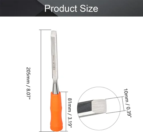 Miniatura 2 de Utoolmart Cincel de madera para carpintería de 0.394 in de ancho cabeza plana de talla de acero de alto carbono y mango de PVC para carpintería