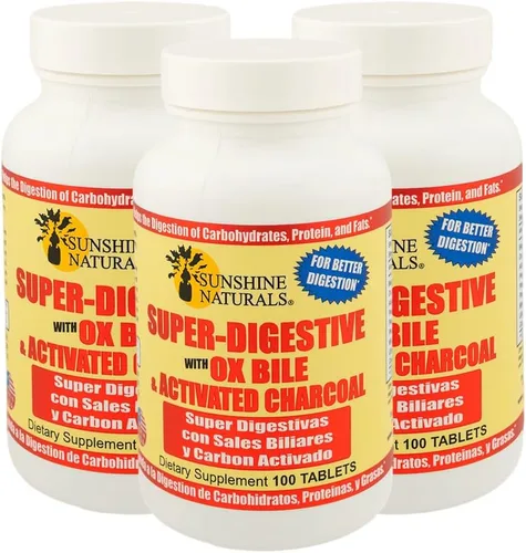 Miniatura 6 de Sunshine Naturals Suplemento súper digestivo. Bilies de buey y carbón activado para apoyo digestivo, alivio de la hinchazón, limpieza intestinal