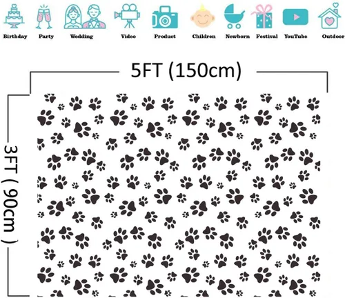 Miniatura 4 de Dibujos animados con temática de pata de cachorro, fondo de fotografía para niños, niños, fiesta de cumpleaños, fondo de foto, baby shower
