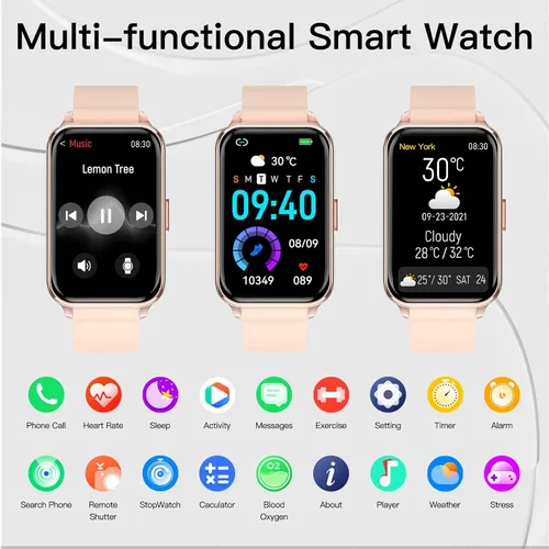 Miniatura 2 de Smart Watch Fitness Tracker Make/Answer Calls for Women Men with Heart Rate Blood Oxygen Sleep Monitor Sports Modes Step Calorie Counter IP68 Rosado