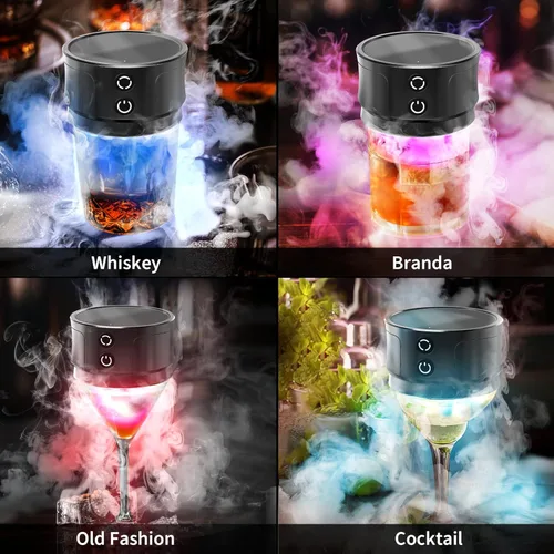 Miniatura 6 de Kit de ahumador eléctrico de whisky con luces: infusor de cóctel con 6 fichas de madera para los amantes del whisky bourbon - Kits de ahumador