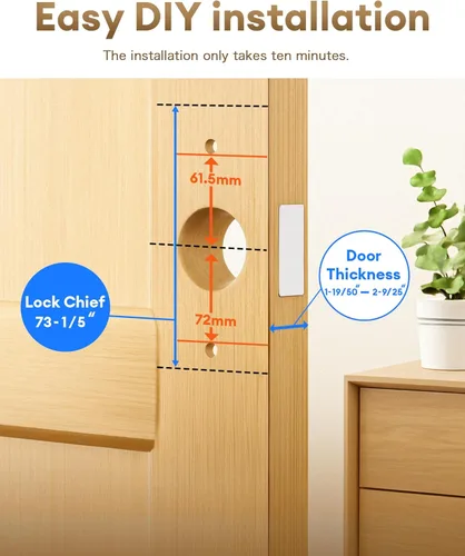 Miniatura 3 de NGTeco Cerradura de puerta inteligente con manija de palanca, cerrojo de huella digital sin llave Wi-Fi, control de aplicación y teclado de pantalla