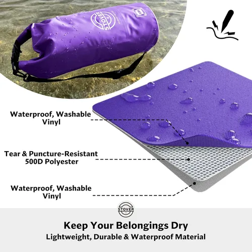Miniatura 2 de STOVER 5/10/25/30/40/55L Waterproof Dry Bag- Roll-Top Backpack w/Phone Case- Kayaking, Hiking, Camping, Boating- Men/Women 10L morado