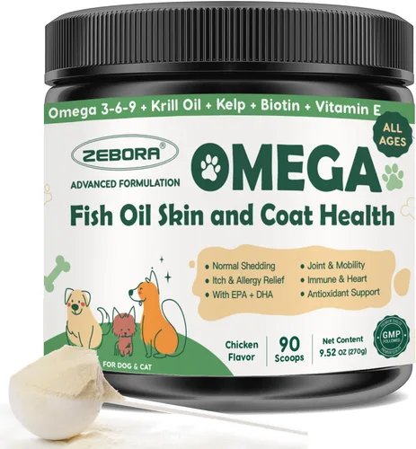 Aceite de pescado Omega 3 para perros, aceite de pescado en polvo para perros, aceite de pescado capturado en la naturaleza, EPA y DHA, aceite de