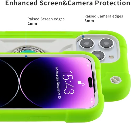 Miniatura 4 de MARKILL Funda compatible con iPhone 14 Pro de 6.1 pulgadas con soporte de anillo integrado, protección contra caídas de grado militar, carcasa