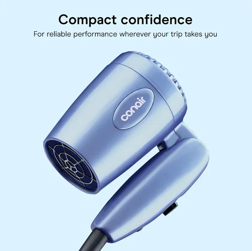 Miniatura 6 de Conair Secadora plegable, secadora plegable, azul, paquete de de 1, Azul Secador compacto de viaje de 1600 W con mango plegable y doble voltaje