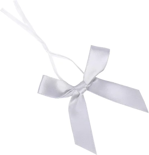 Paquete de 50 Lazos de Cinta de Satén Plateado con Alambre Retorcido para Bolsas de Golosinas, Bolsas de Regalo, Bolsas de Dulces de Panadería y