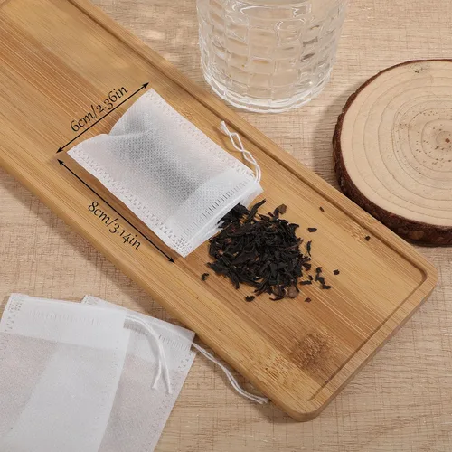 Miniatura 5 de 100 bolsas de té sueltas desechables de té de hojas vacías con cuerda, bolsa de té rellenable para café y especias, 3.15 x 2.4 pulgadas
