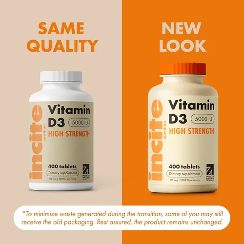 Miniatura 2 de Incite Nutrition Vitamina D 5000 IU - 400 Tabletas Micro de Vitamina D3 de fácil deglutición de alta potencia - Alto contenido en colecalciferol VIT
