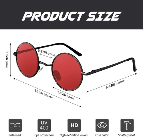 Miniatura 103 de CGID Gafas de sol unisex polarizadas redondas E01 Lennon