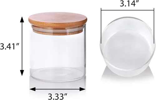 Miniatura 2 de JUVITUS Paquete de 6 tarros de vidrio transparente de 10 onzas con tapa de bambú