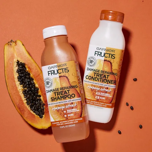 Miniatura 8 de Garnier Fructis - Acondicionador reparador reparador de daños, 98% de ingredientes derivados naturalmente, papaya, nutre el cabello seco dañado