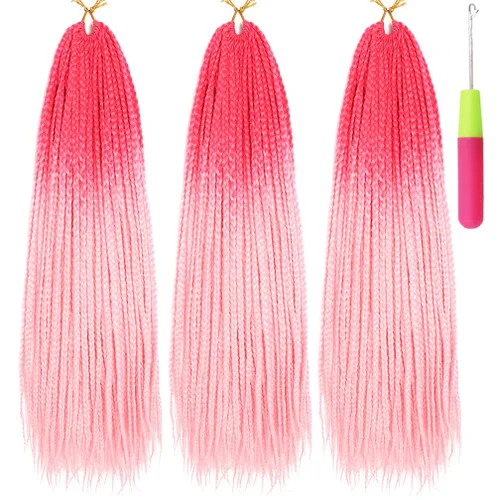 Miniatura 40 de Extensiones de cabello trenzado tipo box de 24 pulgadas, hechas a mano, para mujeres y niñas, extensiones de cabello trenzado, 24#, 3 paquetes, 22