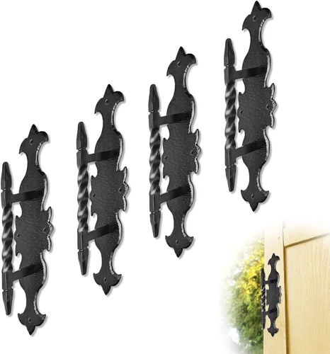 Miniatura 29 de Paquete de 2 manijas decorativas negras de 4.5 pulgadas, manija decorativa de puerta de hierro, manija de puerta de metal rústico para puertas Negro