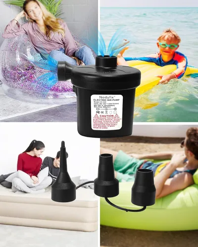 Miniatura 3 de Bomba de aire eléctrica inflable, bomba de inflado rápida portátil de 110 V AC/12 V CC con 3 boquillas, utilizada para barcos inflables, etc