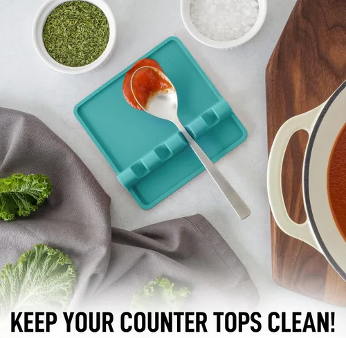Miniatura 2 de Zulay Kitchen - Reposa utensilios de silicona con bandeja antigoteo para múltiples utensilios de cocina, reposacucharas sin BPA y resistente al
