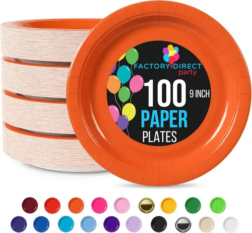 Miniatura 49 de Exquisite Party Solids - Platos desechables de papel amarillo de 7 pulgadas, para fiestas, 100 unidades, resistentes, 350 GSM, suministros