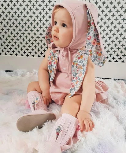 Miniatura 2 de Traje de Pascua para bebé niña, overol vintage y orejas de conejo, vestido de hermana con cola