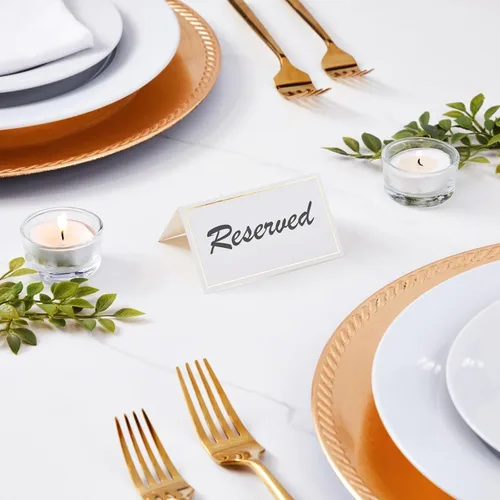 Miniatura 3 de Best Paper Greetings Tarjetas de lugar para mesa – 3.5 x 2 pulgadas plegadas, paquete de 100, blanco y dorado – Tarjetas de nombre de boda para mesa
