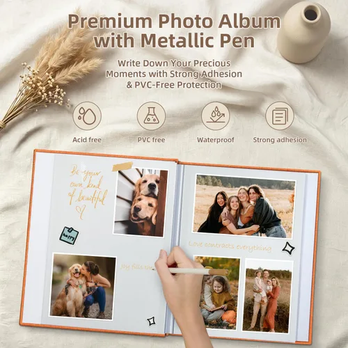 Miniatura 4 de popotop Álbum de fotos autoadhesivo con ventana de visualización de imágenes, kit de suministros de bricolaje para álbum de recortes de 40 páginas